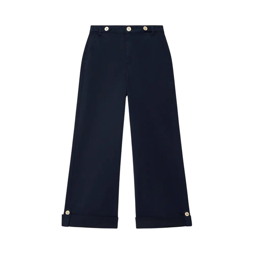 Mint Velvet Navy Cropped Wide Chino Trousers